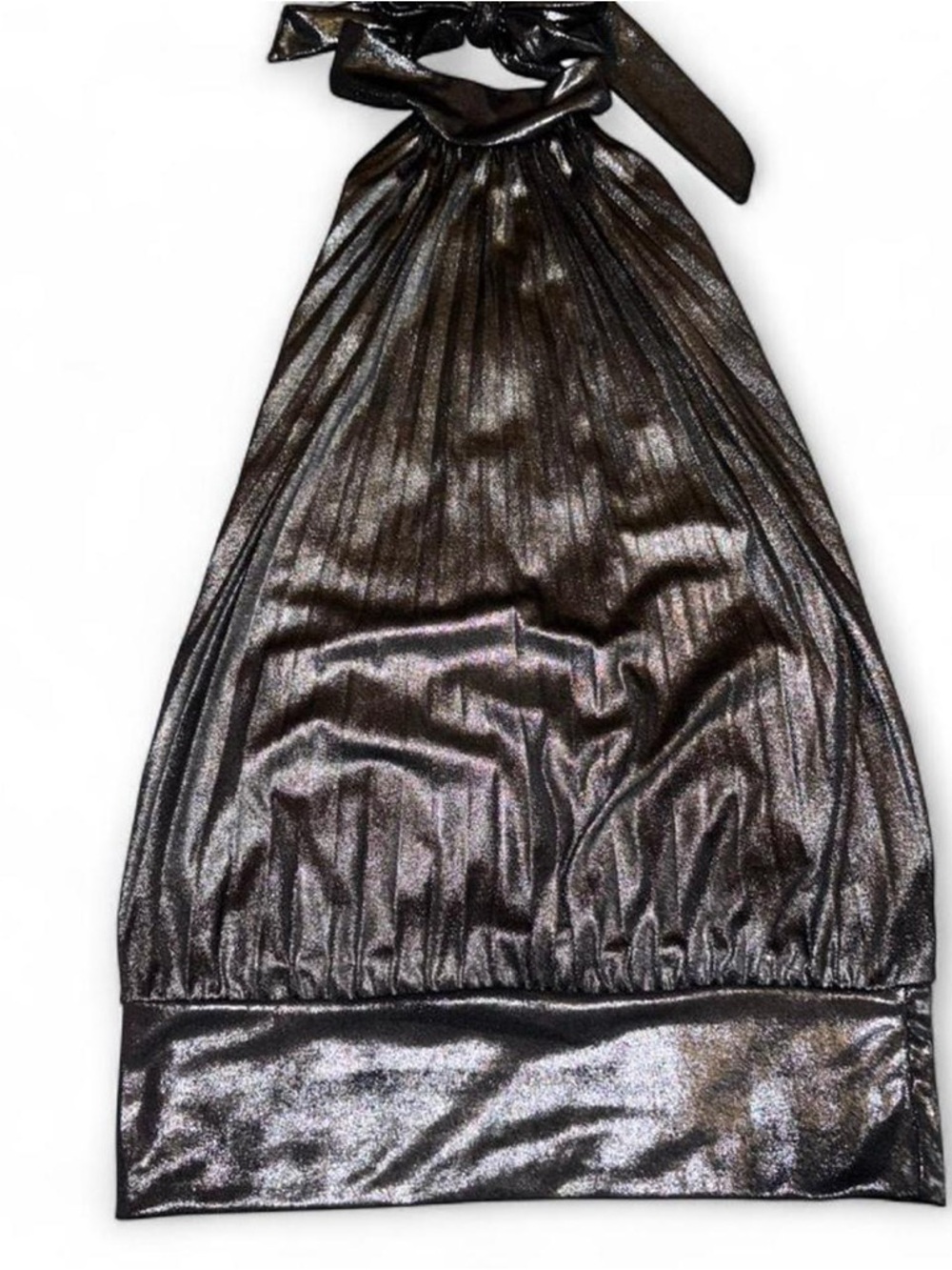 Body Central Metallic Halter Tank Top in Shimmery Gunmetal